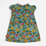 Dress Woven with Collar Blue Floral