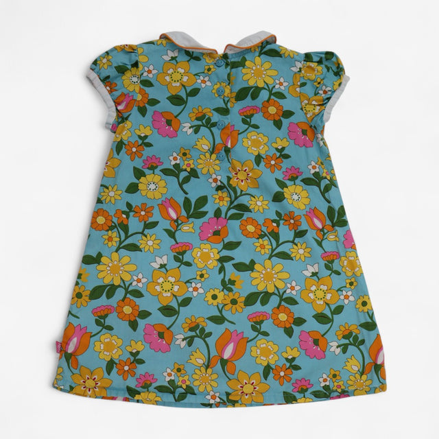 Dress Woven with Collar Blue Floral