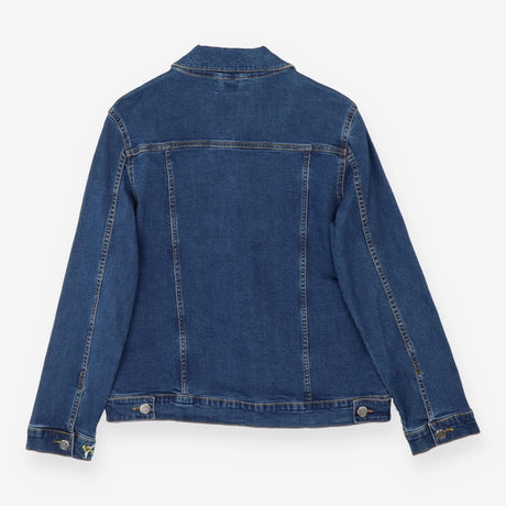 Blue Stretch Denim Jacket Bee Embroidered Sleeve B