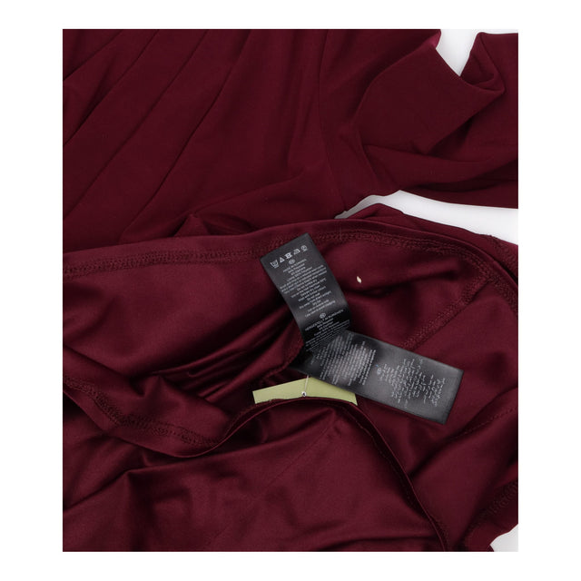 Burgundy Wine Red V-Neck Pleated Wrap Front Long S