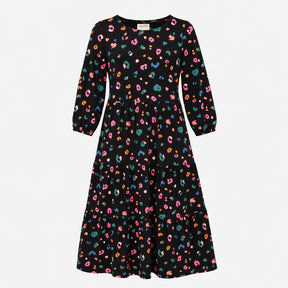 Tiered Midi Dress Leopard Spot Multicolour