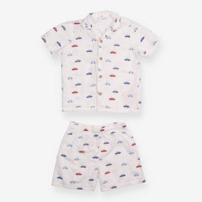 White Pyjamas with Colourful Cars