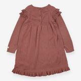 Dress knitted dusty pink white embroidery front LS