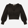 Metallic Sparkle V-Neck Long Sleeve Top Black Gold