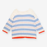  Striped Knit Sweater Cream Blue Red