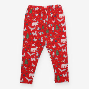 Red festive party animal leggings