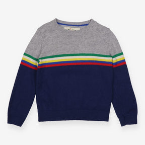 Knit jumper grey and navy colorful striped