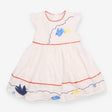 White Dress with Blue and Yellow Birds