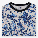 Cardigan jersey blue flowers pink touches