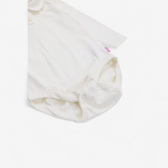Bodysuit white collared Long sleeve
