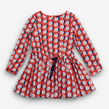 Dress long sleeve orange  with white and navy leaf