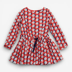 Dress long sleeve orange  with white and navy leaf