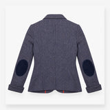 Herringbone Blazer Jacket in Blue with Floral Lini