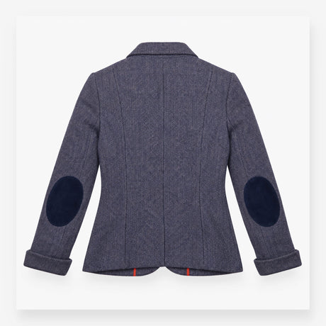 Herringbone Blazer Jacket in Blue with Floral Lini