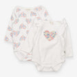 Bodysuits Long Sleeved White Flower Hearts 2-Pack
