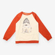 Sweater Cream and Orange Sleeves with Dog 
