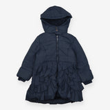 Coat Navy Padded Ruffle 