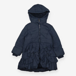 Coat Navy Padded Ruffle 