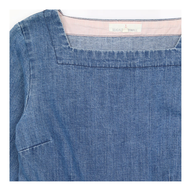 Dress Morrab Blue Denim Cotton Stretch Square Neck