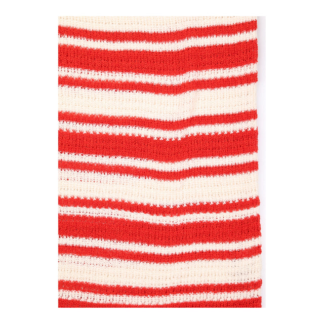 Dress Striped Knitted Sleeveless Column Maxi Red W