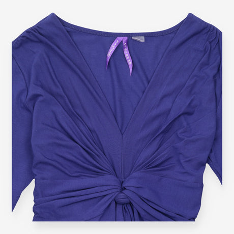 Royal Blue Knot Front Long Sleeve Maternity Dress