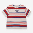 White T-shirt with Red and Blue Stripes