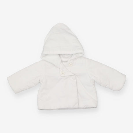 Jacket cotton white hood padded grey birds