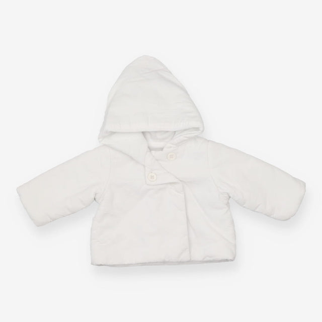 Jacket cotton white hood padded grey birds