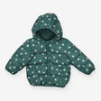 Green puffer coat with stars