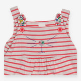 Dungaree pink white stripe cat