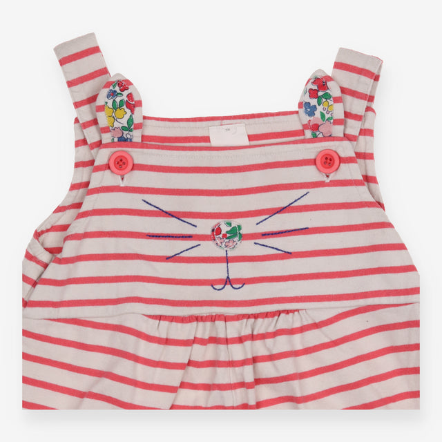 Dungaree pink white stripe cat