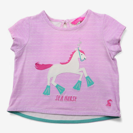 T-shirt purple waves seahorse