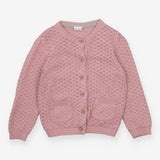 Pink Knit Cardigan Brown Buttons