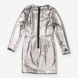 Two‑Tone Sequin Long Sleeve Silver Mini Dress – Fu