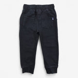 Joggers black plain cuffed back pockets