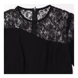 Dress Black Lace Long Sleeve Asymmetric Pleated