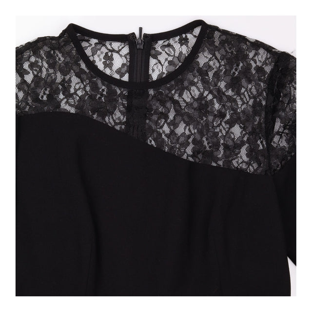Dress Black Lace Long Sleeve Asymmetric Pleated