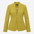 Mustard Ochre Yellow Collarless Open Front Stretch