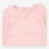 Bodysuit Long Sleeve Pink Collared 