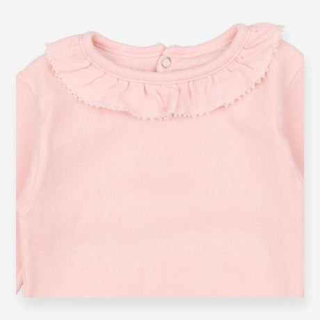 Bodysuit Long Sleeve Pink Collared 