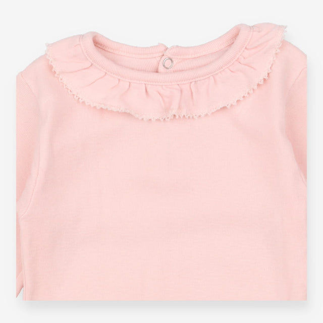 Bodysuit Long Sleeve Pink Collared 