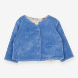 velour Cardigan Reversible Blue and White with Saf