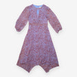 Midi Dress Pale Blue Rust Abstract Print Belted