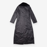 Coat Black Longline Hooded Quilted Lightweight