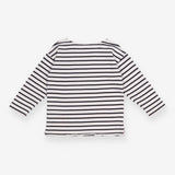 Tee LS white blue stripe