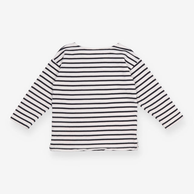 Tee LS white blue stripe