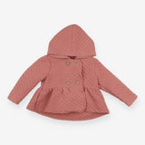 Jacket pink quilted wood buttons