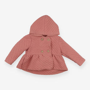 Jacket pink quilted wood buttons