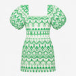Dress Cotton Broderie Puff Sleeve White Green