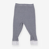 Navy and white striped cuffed leggings ribbed